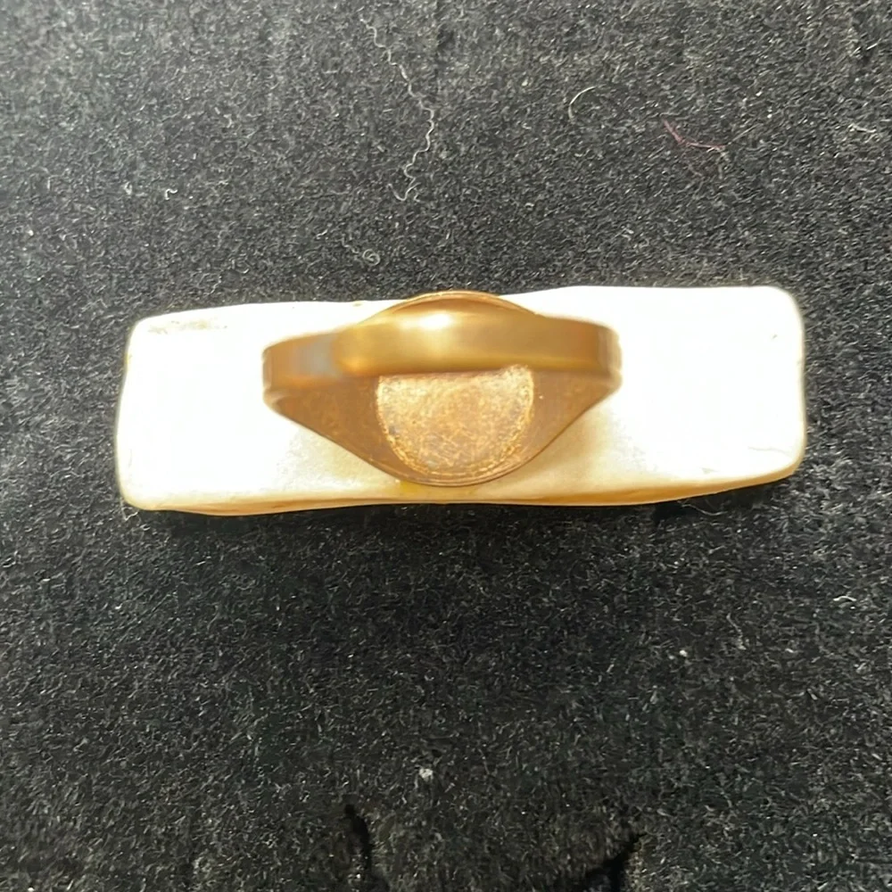 Ceramic glass ring. Statement ring. art to wear. Bar green brown adjustable band
